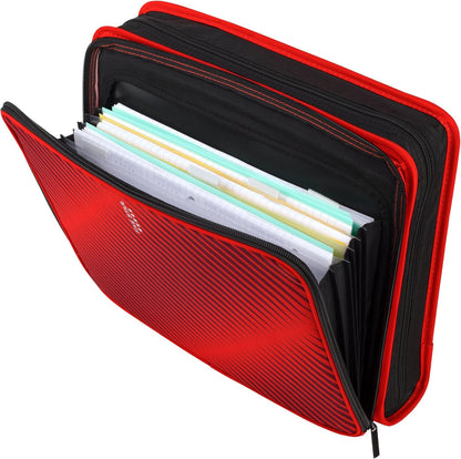 Five Star Zipper Binder, 2 Inch 3-Ring Binder with Round Rings, 5-Tab Expanding File, 380 Sheet Capacity, Black (72536)