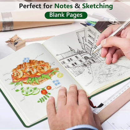 PERCUN Graph Paper Notebook, 160 Pages Grid Journal for women & men, A5 Hardcover Leather Graphing Notebook for School, Work, Travel, Note Taking 5.9”x8.5” (Black)