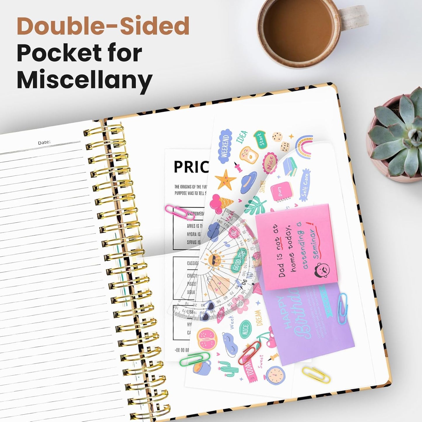 Large Spiral Notebook with Dividers & Tabs, 8.5" x 11" Hardcover 5 Subject Notebook for Work, 280 pages, College Ruled, Cute Journal for Women, Perfect for Study & Office Note Taking, Garden