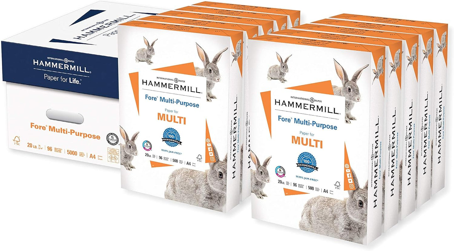 Hammermill Printer Paper, Fore Multipurpose 20 lb Copy Paper, 8.5 x 11-1 Ream (500 Sheets) - 96 Bright, Made in the USA, 103267