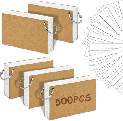 500PCS Colored Index Cards, 3x5 Inches Flash Cards with Ring, Lined on Both Side Notecards Ruled Study Card Flashcards Heavy Note Cards for Studying, Learning, School, College