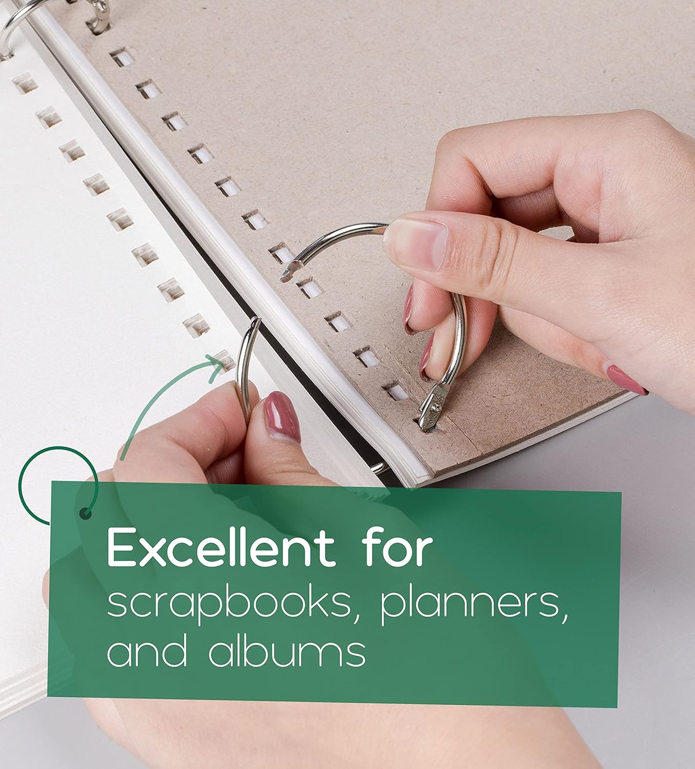 Mr. Pen- Loose Leaf Binder Book Rings, 5 Assorted Sizes (0.6", 1", 1.2", 1.5",2"), 36 Pack, Metal Binder Rings for Index Cards, Keychains, School, Home, Office, Silver
