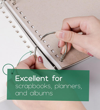 Mr. Pen- Loose Leaf Binder Book Rings, 5 Assorted Sizes (0.6", 1", 1.2", 1.5",2"), 36 Pack, Metal Binder Rings for Index Cards, Keychains, School, Home, Office, Silver