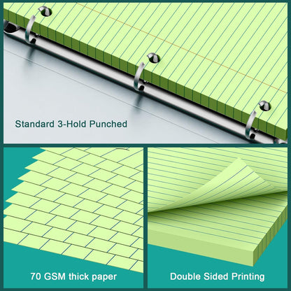 Note Pads 8 X 10.5 Loose Leaf Paper, 120Sheets, 3 Hole Punched Lined Paper, College Ruled 8 X 10.5 Notebooks, 10-1/2" X 8 Binder Writing Pads, Filler Paper For Engineering, Office, School Supplies