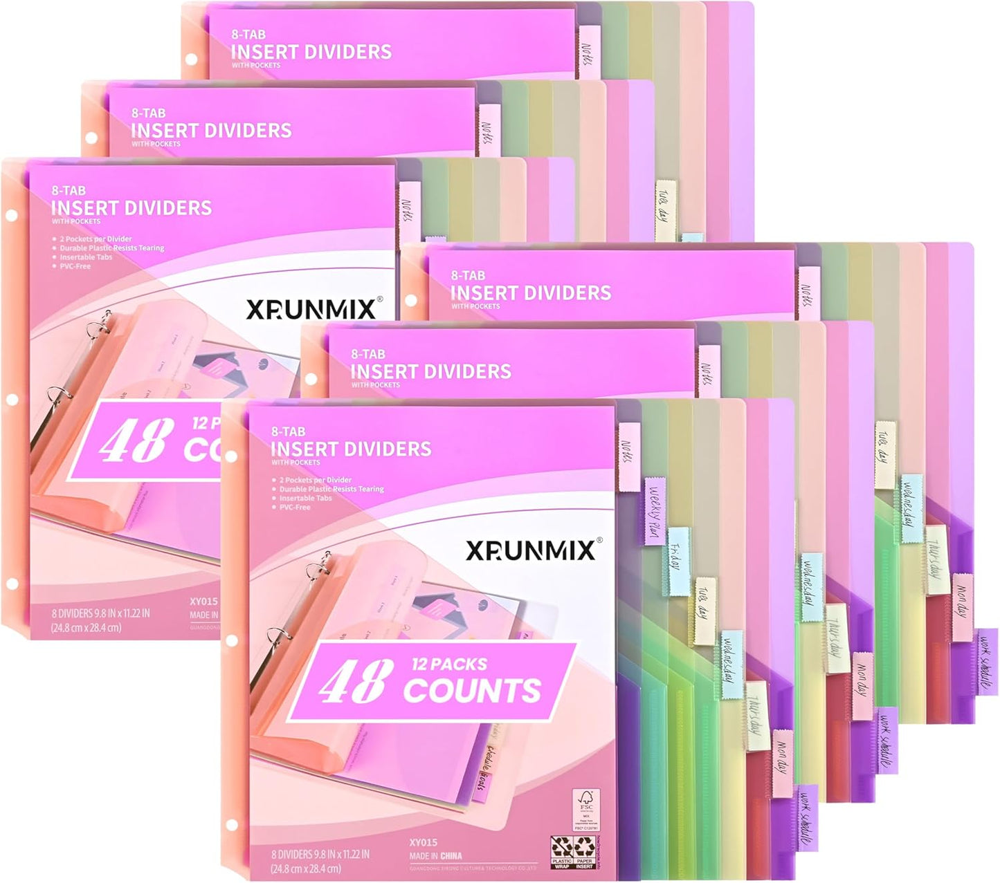 8-Tab Binder Dividers, Index Pockets for 3 Ring Binders, 8 Pastel Colors, US Letter Size (1)