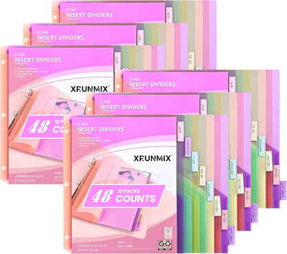 8-Tab Binder Dividers, Index Pockets for 3 Ring Binders, 8 Pastel Colors, US Letter Size (1)