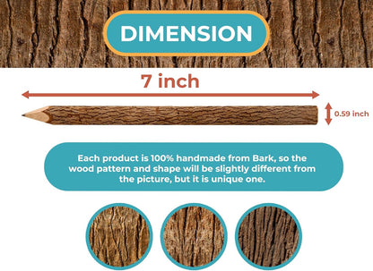 BSIRI Wooden Pencils Rustic Bark Twig Natural Wood Pencil 12 Pack 5 Inch for Kids Classroom Woodland Party Favors Camping Day Decorations Camp Themed Supplies Novelty Gifts