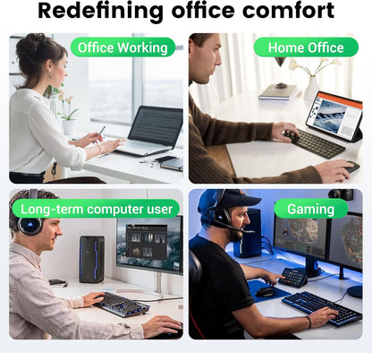 MEKASS Ergonomic Mouse Pad with Wrist Rest, Mouse Pad with Wrist Support for Pain Relief, Memory Foam Mousepad with Massage Design, Non-Slip PU Base for Office, Home, Desk (Classic Black)