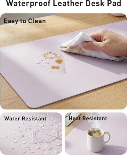 Aothia Non-Slip Waterproof PU Leather Desk Pad Protector for Mouse, Writing Desk, Office, Home, Laptop Blotter, 23.6" x 13.7", Black - Colors B