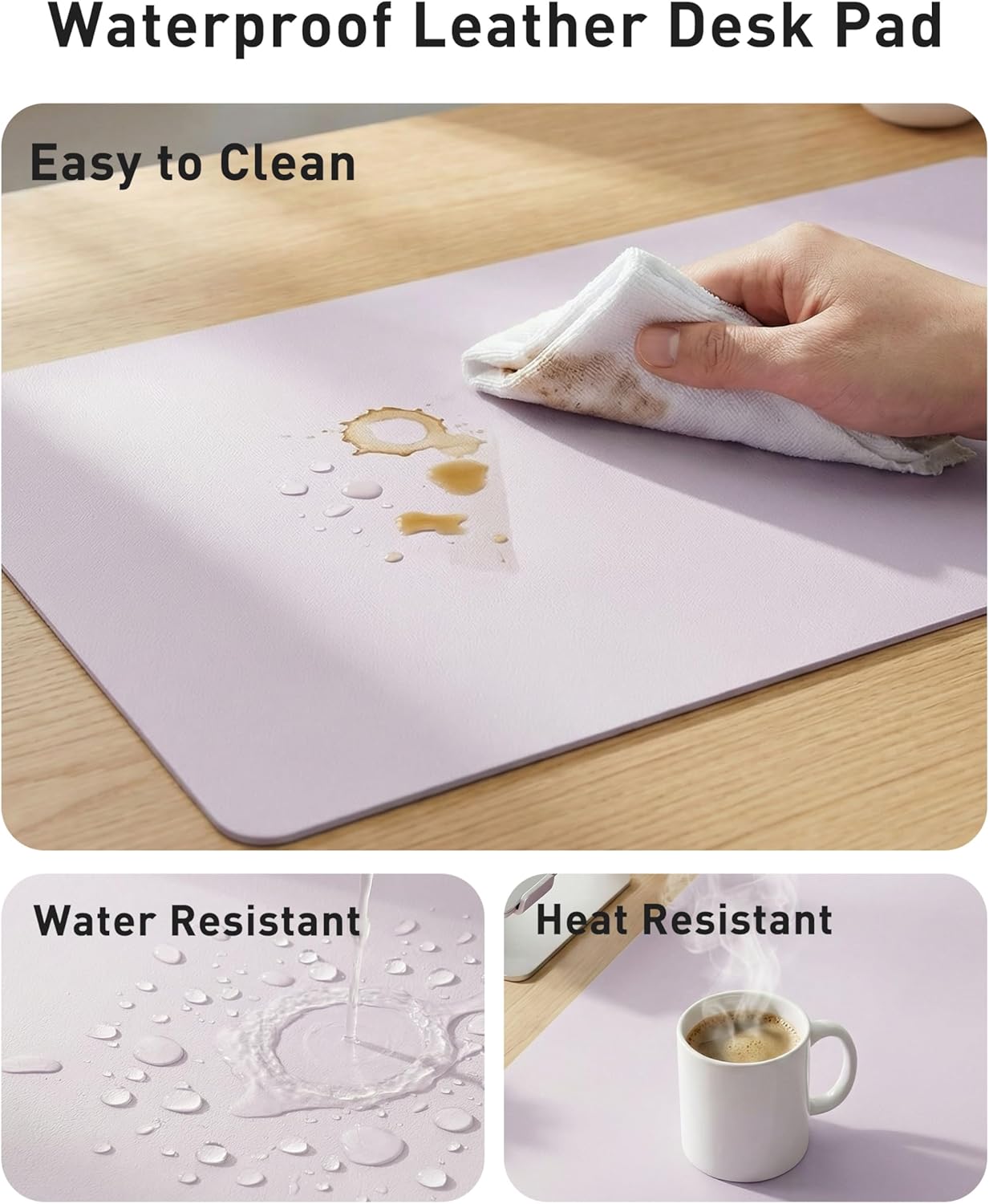 Aothia Leather Desk Pad Protector, Mouse Pad, Office Desk Mat, Non-Slip PU Leather Desk Blotter, Laptop Desk Pad, Waterproof Desk Writing Pad for Office and Home (Black,36" x 17") - Colors B