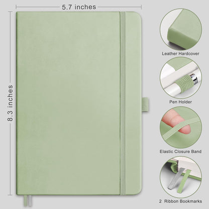 RETTACY Graph Grid Paper Notebook, 192 Pages, A5 Medium Size (5.7'' x 8.3''), 5 Squares per Inch, Leather Hardcover, 100 GSM Thick Paper, for School, Students, Math, Engineering (Brown)