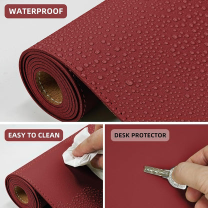 Large Desk Mat 47.2" x 17" Leather Desk Pad Protector with Natural Cork & PU Leather, Non-Slip Office Desk Mat, Large Mouse Pad, Waterproof Desk Blotter pad for Office&Home(Black)