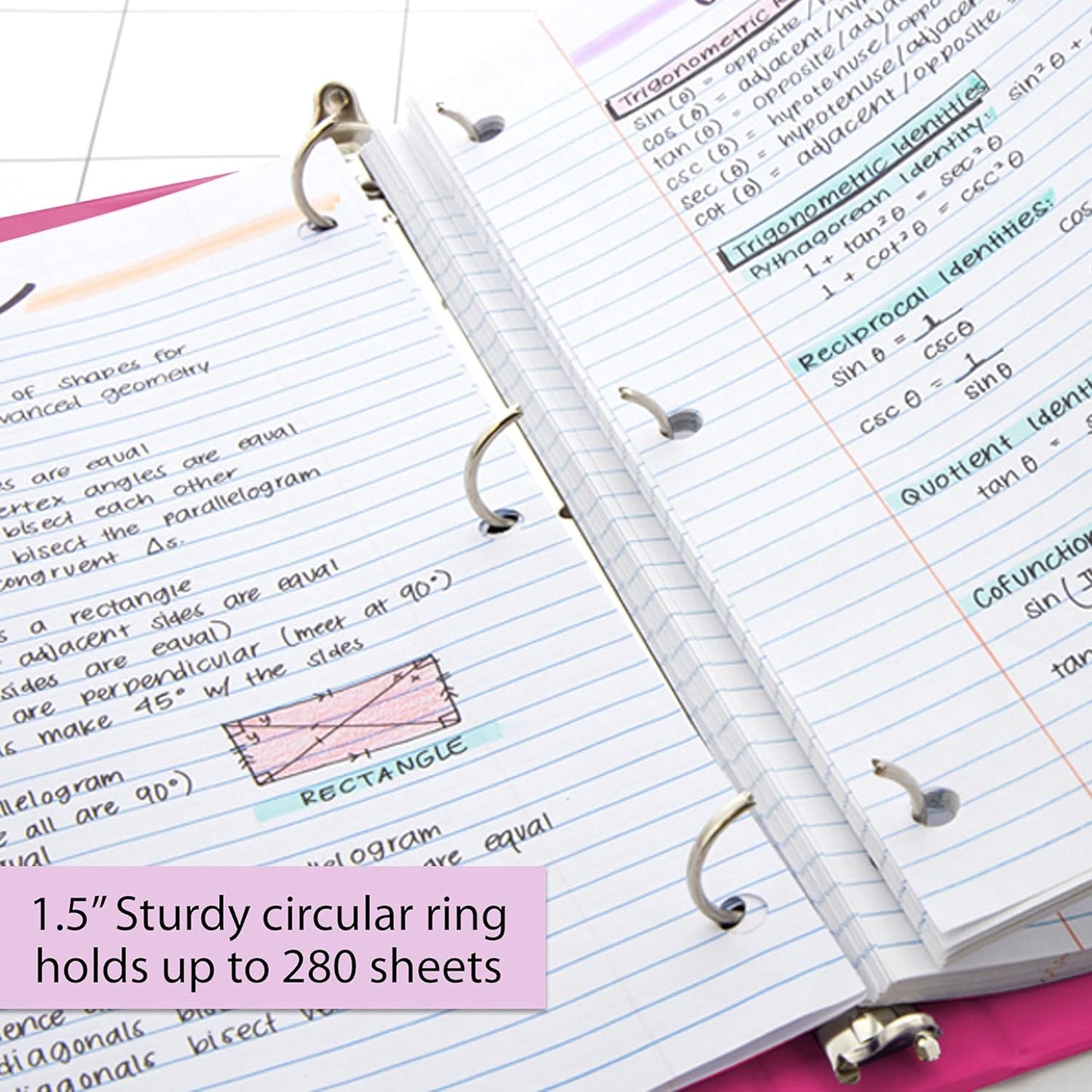 BAZIC Products 3 Ring Binder - Burgundy, Economy View Binder with Clear Overlay Cover and Round Rings, Organizer for School Office Home Use, 1.5-inch Capacity Holds 280 Sheets Paper, 1-Pack