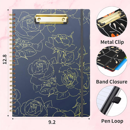 Sooez Clipboard with Refillable Notepad, Clipboard Folder with 10 Storage Pockets for Letter Size, Spiral Clipboard Notebook, Cute Portfolio for School Office Nursing