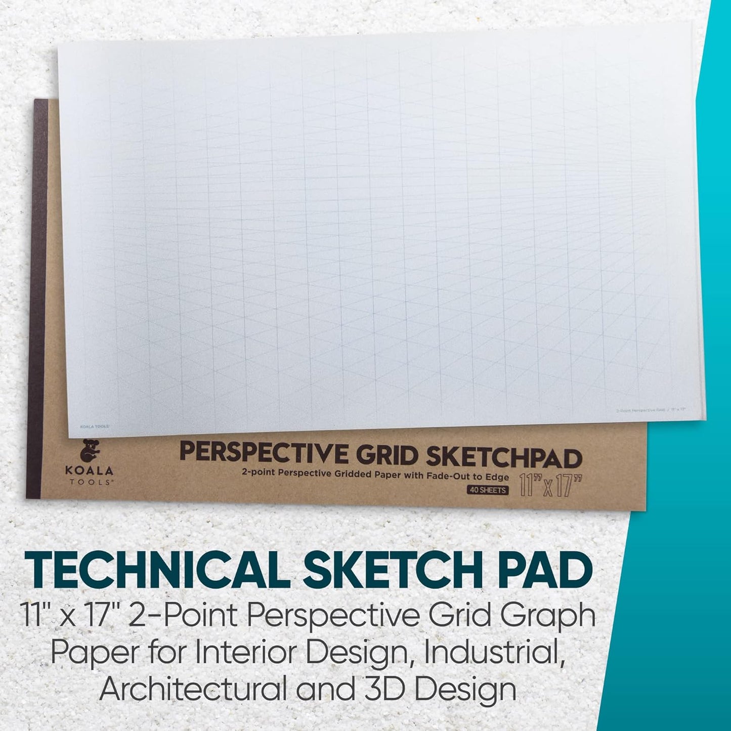 Koala Tools | Drawing Perspective (1 and 2-Point) Large Sketch Pad (1 Point - 9 x 12)