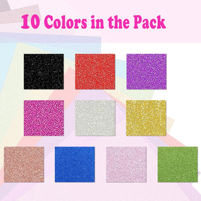 SALEMAR 250 GSM Glitter Cardstock Glitter Paper, 10 Color Sparkling Craft Paper for Scrapbook and Craft Projects, 8.3 x 11.7 Inches(Multicolor)