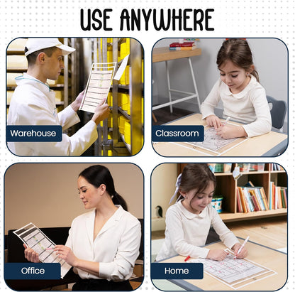 Essex Wares - 6 Pack, Assorted, Dry Erase Pocket Document Protectors, 10" Wide x 13.5" Tall- Dry Erase Clear Plastic Sleeves - Reusable & Easy Erase Plastic Invoice Holders, Water-Resistant & Durable