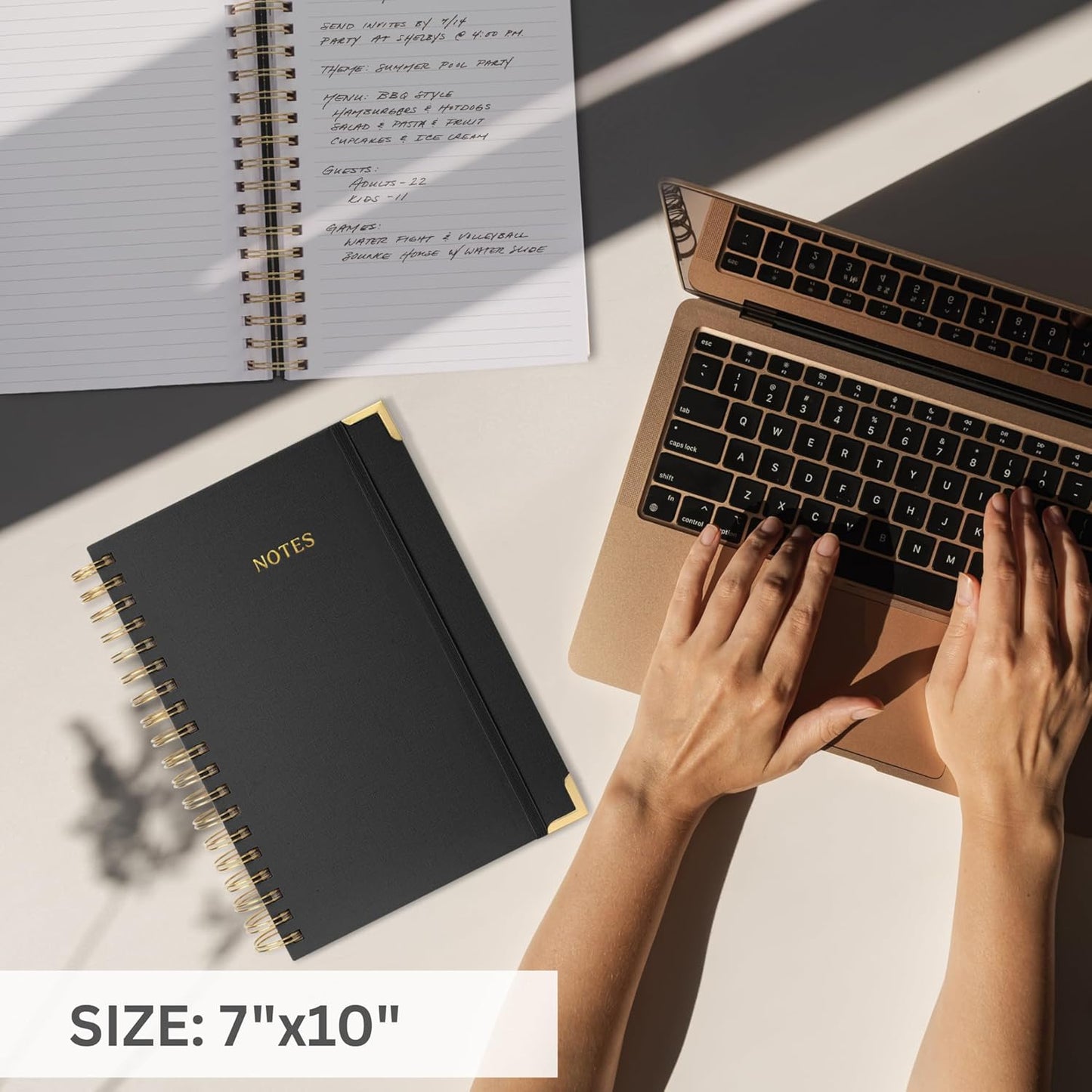 Aesthetic Thick Spiral Notebook Journal For Women in B5 Format - Modern Linen Hardcover College Ruled Note Book With 300 Lined Pages - Perfect For Writing And Staying Organized at Work or School