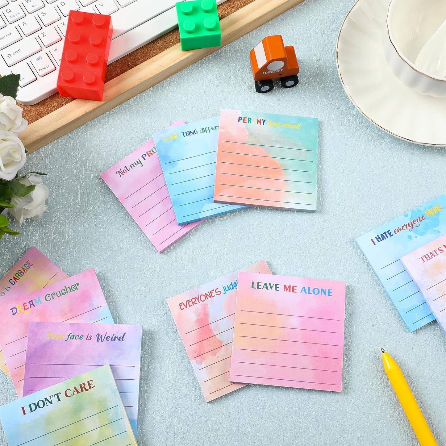 Yinder 48 Pcs Inspirational Sticky Notes Cute Motivational Sticky Notes Pad End of Year Employee Appreciation Gifts Bulk for Teacher Nurse Coworkers Office Supplies 3 x 3'' (Thank You,Dark Color)