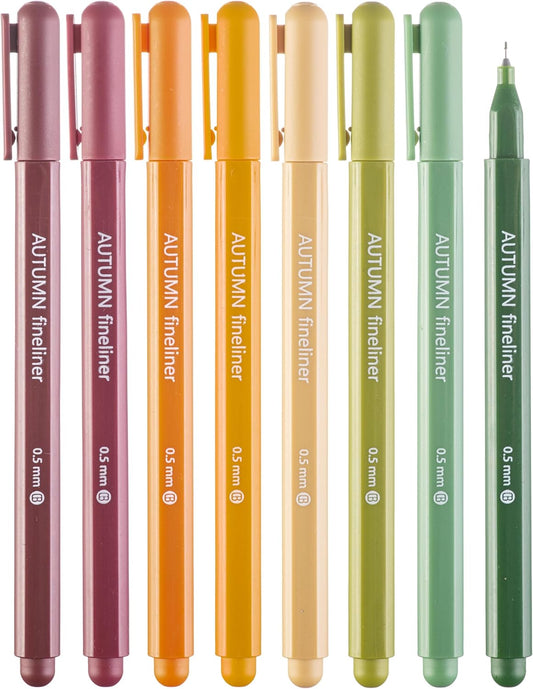 DIVERSEBEE Fine Tip Pens, 8 Bible Pens No Bleed Through, Assorted Colors, 0.5mm Fine Point Fineliner Markers for Journaling, Bible Study Journaling Supplies and Accessories (Winter)