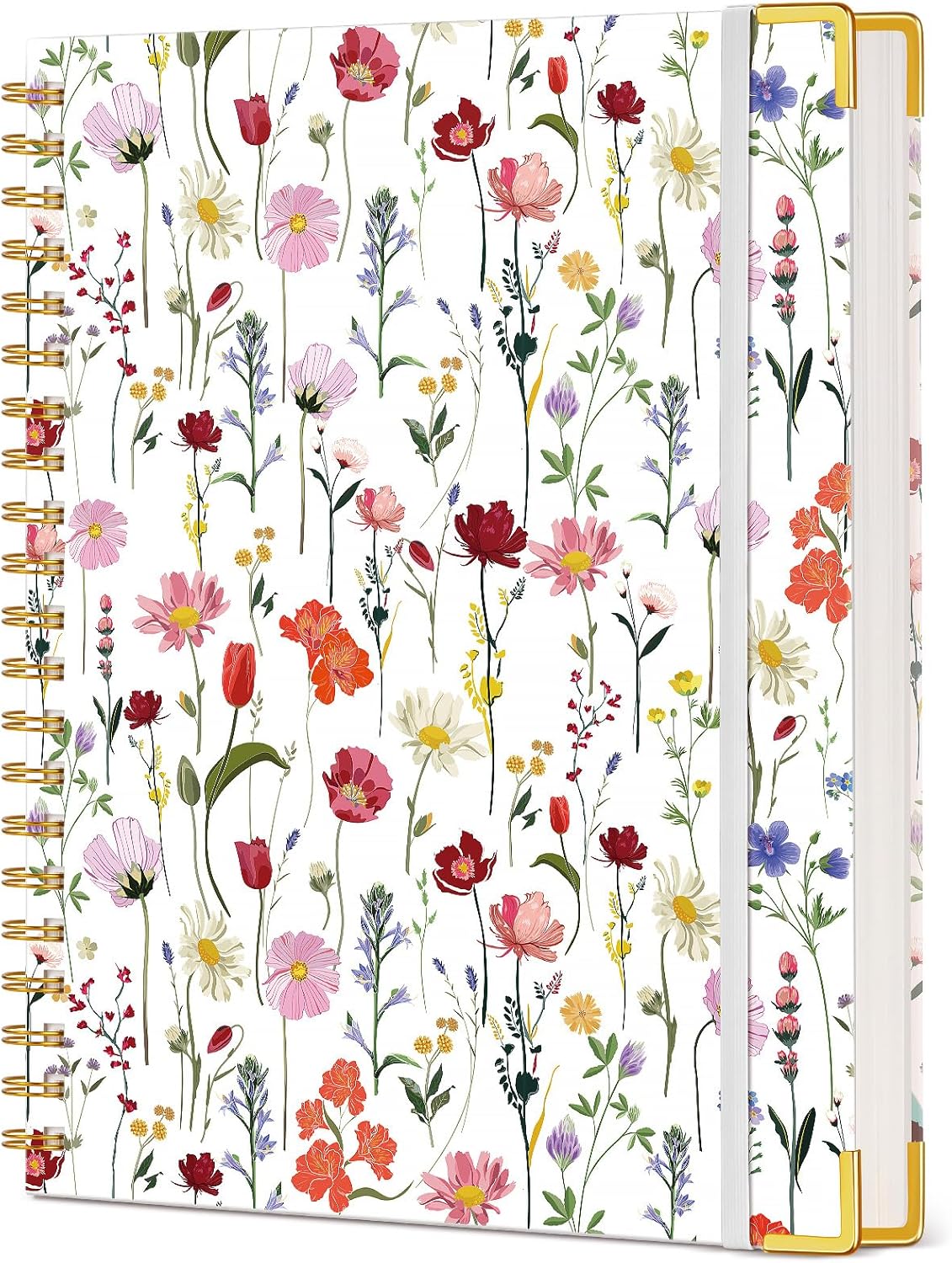 Cute Spiral Notebook Journal for Women, 200 Pages Lined Notebooks 8.5” x 11”, A4 Large Hardcover Spiral Journals with 100 GSM Thick Paper, College Ruled Notebook for Writing Work School, Orange Floral