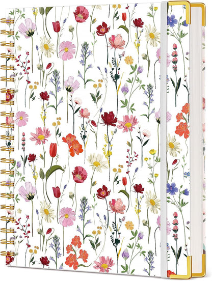 Cute Spiral Notebook Journal for Women, 200 Pages Lined Notebooks 8.5” x 11”, A4 Large Hardcover Spiral Journals with 100 GSM Thick Paper, College Ruled Notebook for Writing Work School, Orange Floral
