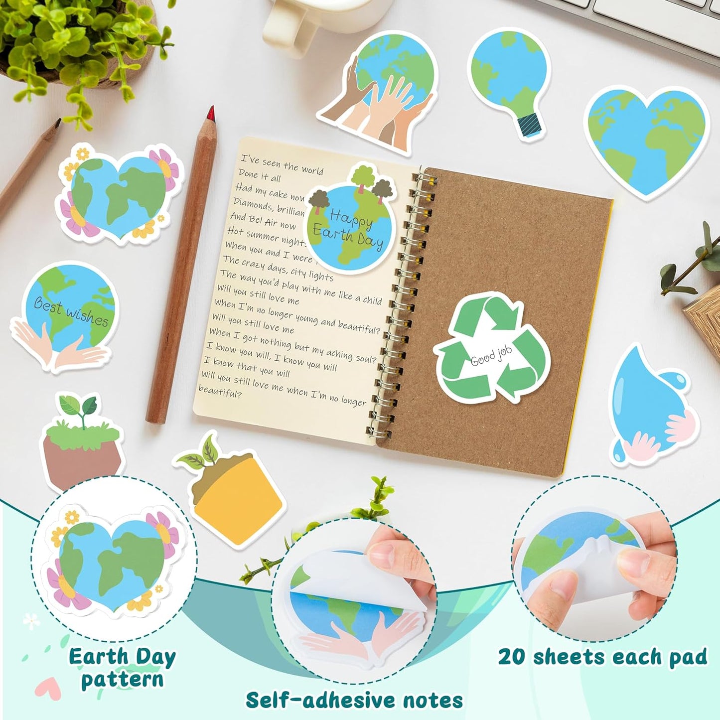 CJiangpo 30Pcs Marshmallow Sticky Notes Pads, 600 Sheets Cute Self Stick Notepad Memo Pads Funny Cartoon Page Marker Classroom Rewards Camping Themed Gift