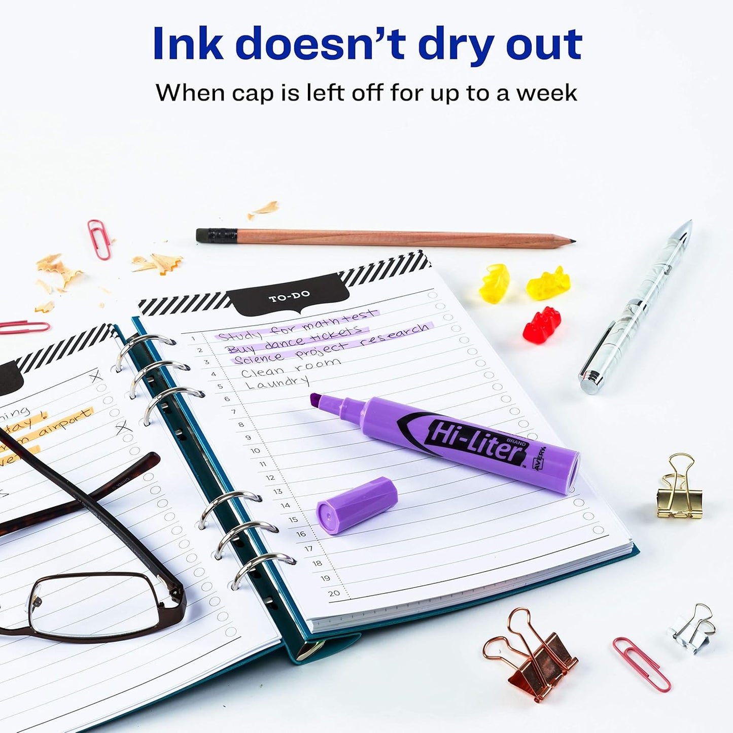 Avery Hi-Liter Desk-Style Highlighters, Smear Safe Ink, Chisel Tip, 12 Fluorescent Purple Highlighters (24060)