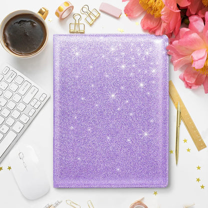 WAVEYU Resume Portfolio Folder, Padfolio Clipboard, Writing Portfolio Leather Clipboard with Cover for Legal Pad Holder Letter Size A4 for Business Conference Notepad Clip Boards, Purple