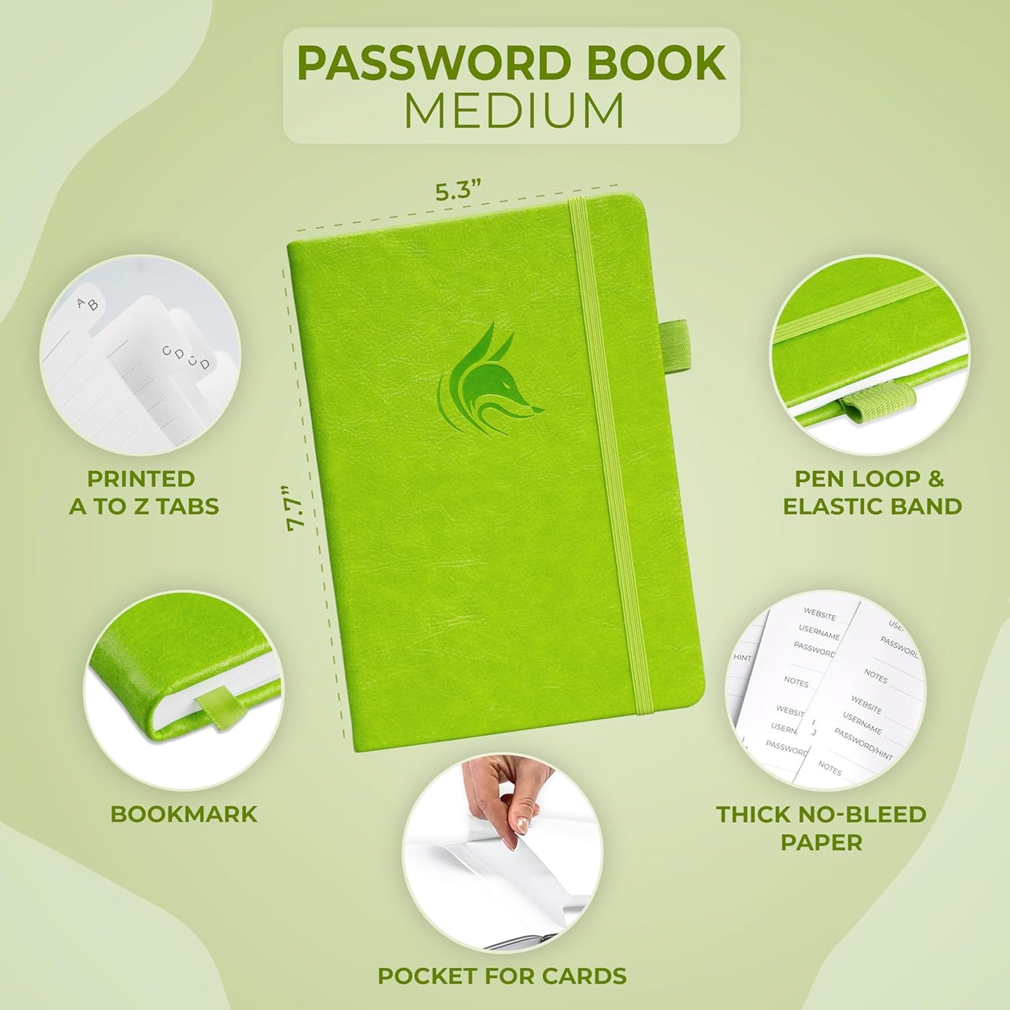 Clever Fox Password Book with alphabetical tabs. Internet Address Organizer Logbook. Small Pocket Password Keeper for Website Logins (Orange)