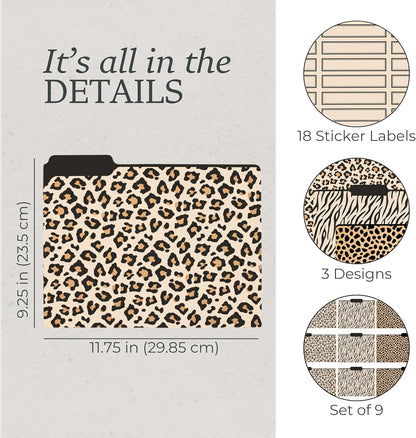 Steel Mill & Co Cute File Folders, Set of 9, Document Organizer for Filing Cabinet, Decorative Letter Size Files, Wanderlust