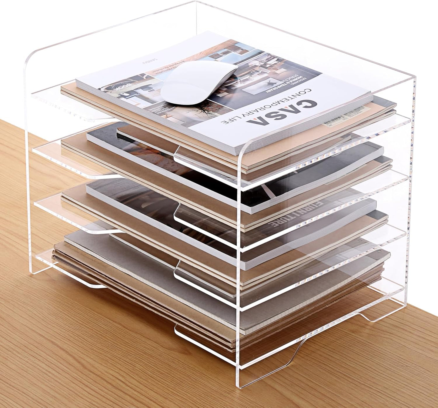 2 Pack- Stackable Paper Letter Tray, A4 File Tray Desk Organizer, Acrylic Desk Organizers and Accessories Sorter, Clear Workspace Office Supplies Organizers, 12.4inx8.86inx3.46in