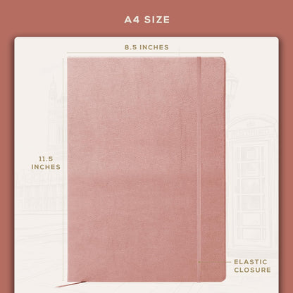 BEECHMORE BOOKS Large Lined Journal Notebook, 8.5" x 11.5" (A4) Hardcover Vegan Leather Executive Diary for Work, Thick 120gsm Paper, Lay-Flat Binding, Gift Box