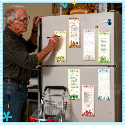 Eaasty 12 Pcs Bible Magnetic Notepads for Refrigerator Monthly Magnetic Grocery List 9 x 3.5" Magnet Memo Pads 30 Sheet Per Pad Shopping to Do List for Christian Teacher Appreciation Week Gift