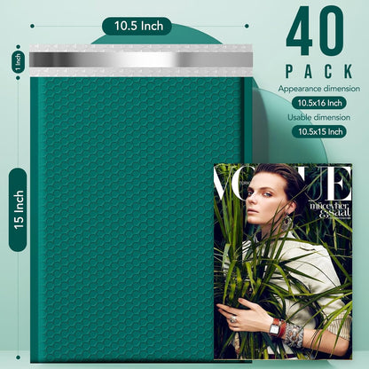 Fuxury Bubble Mailers 10.5x16 Inch 40 Pack Self Seal Padded Envelopes Waterproof Mailing Envelopes Bubble Padded Cushioning Padded Mailers Bubble Bags for Packaging Small Business Large #5 Black