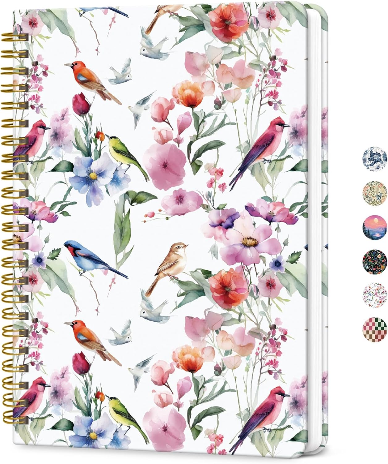 ZOTIA Lined Spiral Journal for Women, A5 Cute Hardcover College Ruled Notebook for Work, School & Note Taking, Aesthetic Writing Journal, 140 Pages (5.8" x 8.3"), Blue Floral