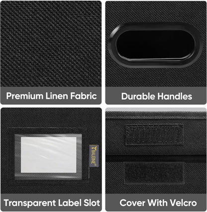 BALEINE File Organizer Box with Lid, Collapsible File Folder Organizer with Plastic Slide, Hanging File Folder Box for Office Document Storage (1 Pack, Black)