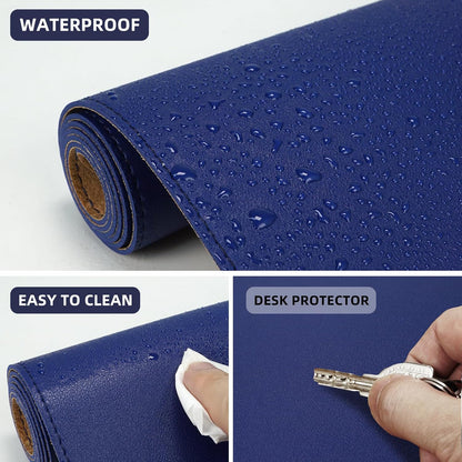 Large Desk Mat 47.2" x 17" Leather Desk Pad Protector with Natural Cork & PU Leather, Non-Slip Office Desk Mat, Large Mouse Pad, Waterproof Desk Blotter pad for Office&Home(Black)