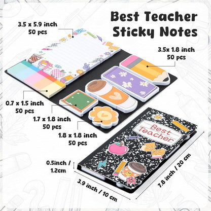 B1ykin Cute Sticky Notes Set - Stay Alive Skeleton Shaped Self-Stick Notes Pad, 550 Sheets Writing Memo Pages Sticky Notepad for Teacher Appreciation Gifts, School Office Supplies (Funny Skeleton) - Colors B