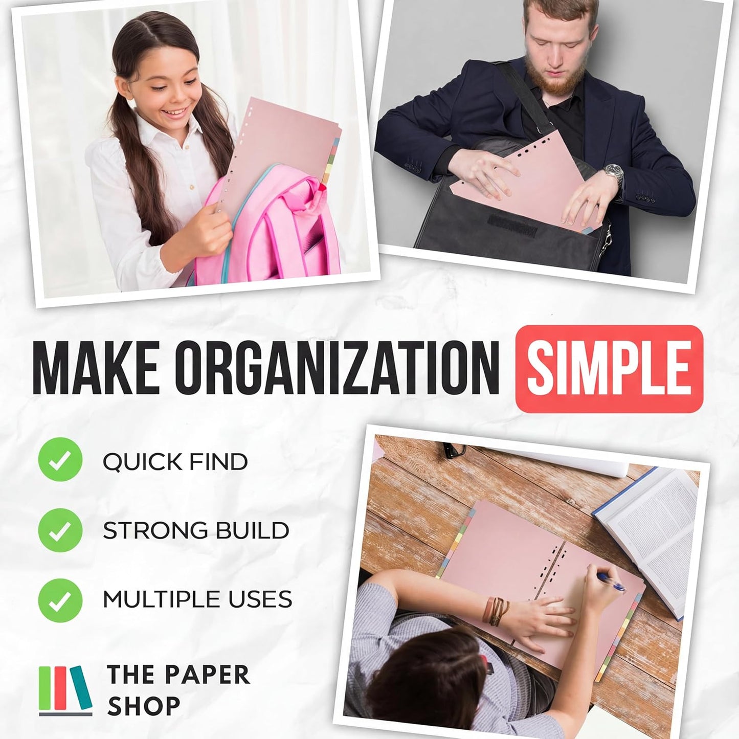 Binder Dividers with Tabs A4 12 Part | DIviders for 3 Ring Binder | Perfect for Organizing Pages in 3 Ring Binder Dividers with tabs, Each Set Includes Tab Dividers - The Paper Shop (1)