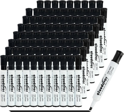 cloudriver Low Odor Dry Erase Markers Tank Style, 86 Count, Chisel Tip, Black Whiteboard Markers, Bulk Dry Erase Marker For Office, home and School Supplies