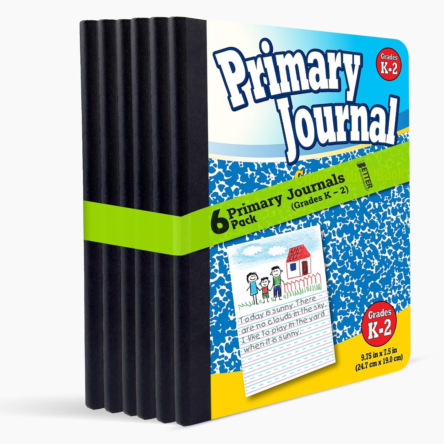 Better Office Products Primary Journal, Hardcover, Primary Composition Book Notebook - Grades K-2, 100 Sheet, One Subject, primary composition notebook with picture space