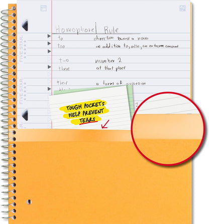 Five Star Spiral Notebook + Study App, 100 Sheets, 1 Subject, College Ruled Paper, Fights Ink Bleed, Water Resistant Cover, 820337-ECM, Purple, Pink, White & Green, 8-1/2" x 11", 4 Pack