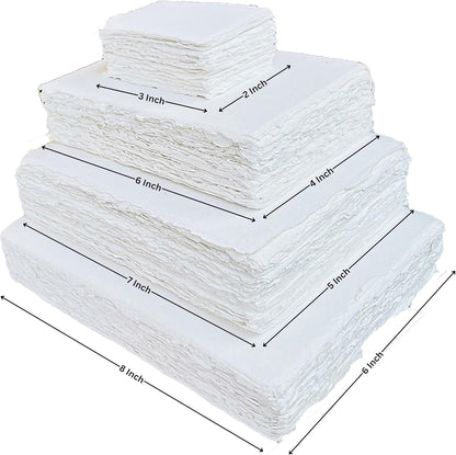 Handmade Cotton Paper with Deckle Edge Recycled Cotton Rag Mixed Media Card Stock for Postcards, Invitations, Crafts and Announcements (150gsm, 4x6 inch "A6", 50 Pack)