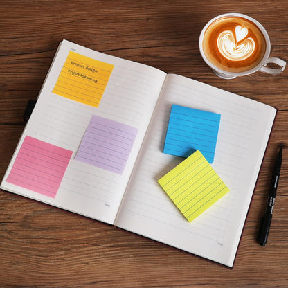 9 Pack Lined Sticky Notes 4x6 in Post Sticky Notes with Lines, 9 Bright Colors Self Sticky Notes Pad Its, Large Ruled Sticky Note for Office, Home, 35 Sheets/Pad