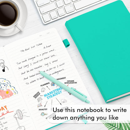 feela College Ruled Notebooks, 24 Pack Business Notebook Hardcover Lined Writing Journal with Pen Holder for Men Women Note Taking, with 24 Black Pens, 120 GSM, 5.1”x8.3”, A5, White