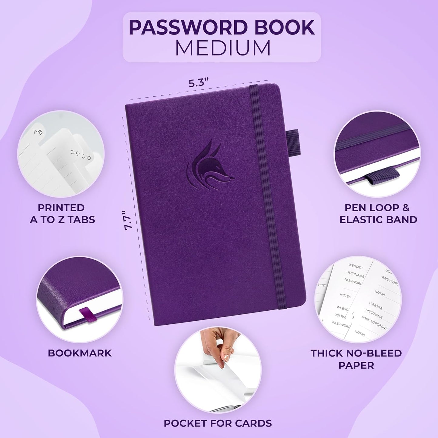 Clever Fox Password Book with alphabetical tabs. Internet Address Organizer Logbook. Small Pocket Password Keeper for Website Logins (Orange)