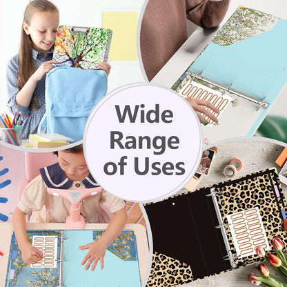 3 Ring Binder 2 Inch Round Ring Binder with 6 Tab Dividers，2 Interior Pockets，Cute Binder Clipboard with Storage, for School Office, Portfolio(Almond Tree)