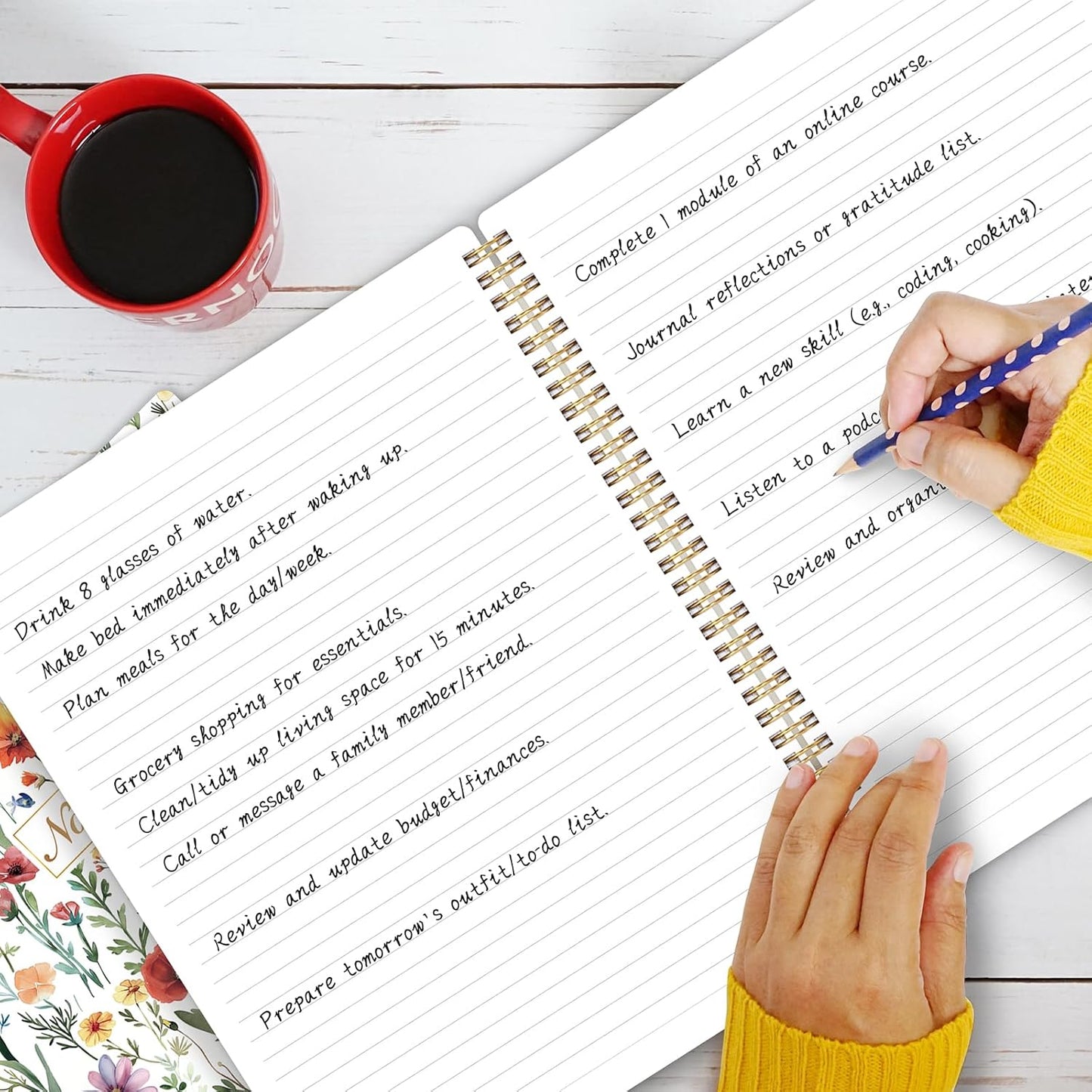 Spiral Notebook - Ruled Notebook/Journal, Lined Journal, 8.5'' x 10.5'', 55 Sheets/110 Pages, Journal for Women, Journal with Spiral Bound, Thick Paper, Back Pocket, Perfect for Office & School