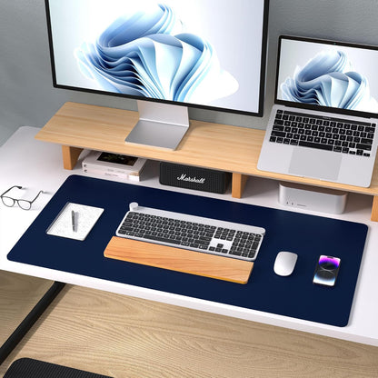 Aothia Leather Desk Pad Protector, Mouse Pad, Office Desk Mat, Non-Slip PU Leather Desk Blotter, Laptop Desk Pad, Waterproof Desk Writing Pad for Office and Home (Black,36" x 17") - Colors A